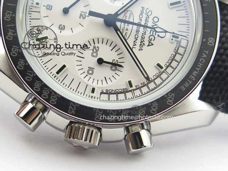 1229 TimelessDesign Speedmaster JHF SS Snoopy Award 45th Anniversary White Dial On Black Nylon Strap 8209